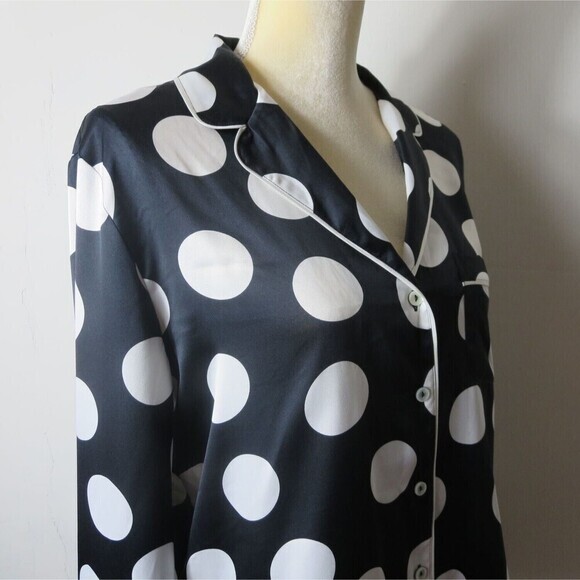 VICTORIA'S SECRET Afterhours Satin Sleep Top Sz S Black/White Made in Indonesia. - Picture 8 of 11